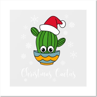 Christmas Cactus - Cactus With A Santa Hat In A Bowl Posters and Art